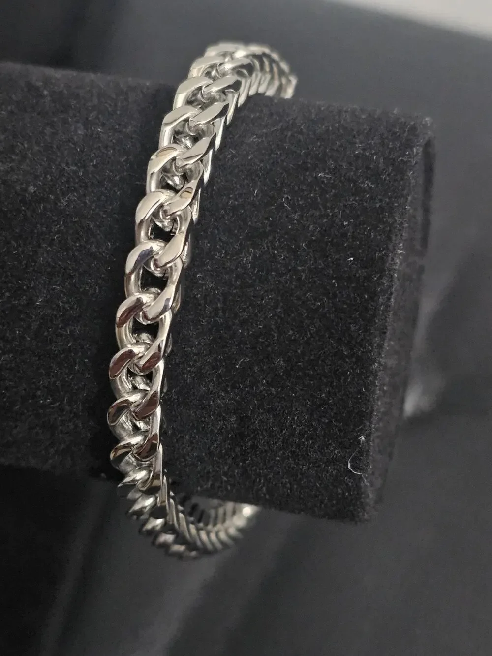 8in. silver stainless steel-6mm Box link Bracelet